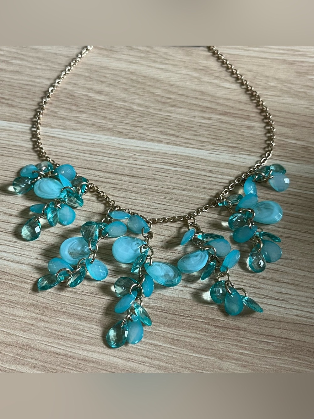 Aqua Teardrop Statement Necklace - Pure Expressions
